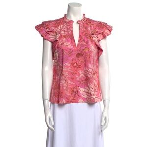 Ulla Johnson Floral Print V-Neck Blouse